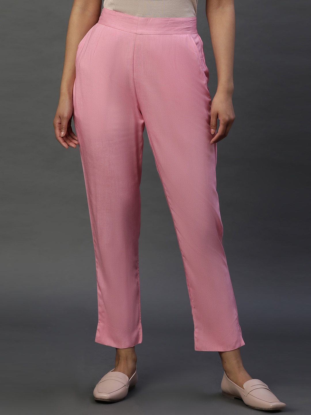 

AURELIA Women Mid-Rise Slim Fit Regular Trouser, Pink
