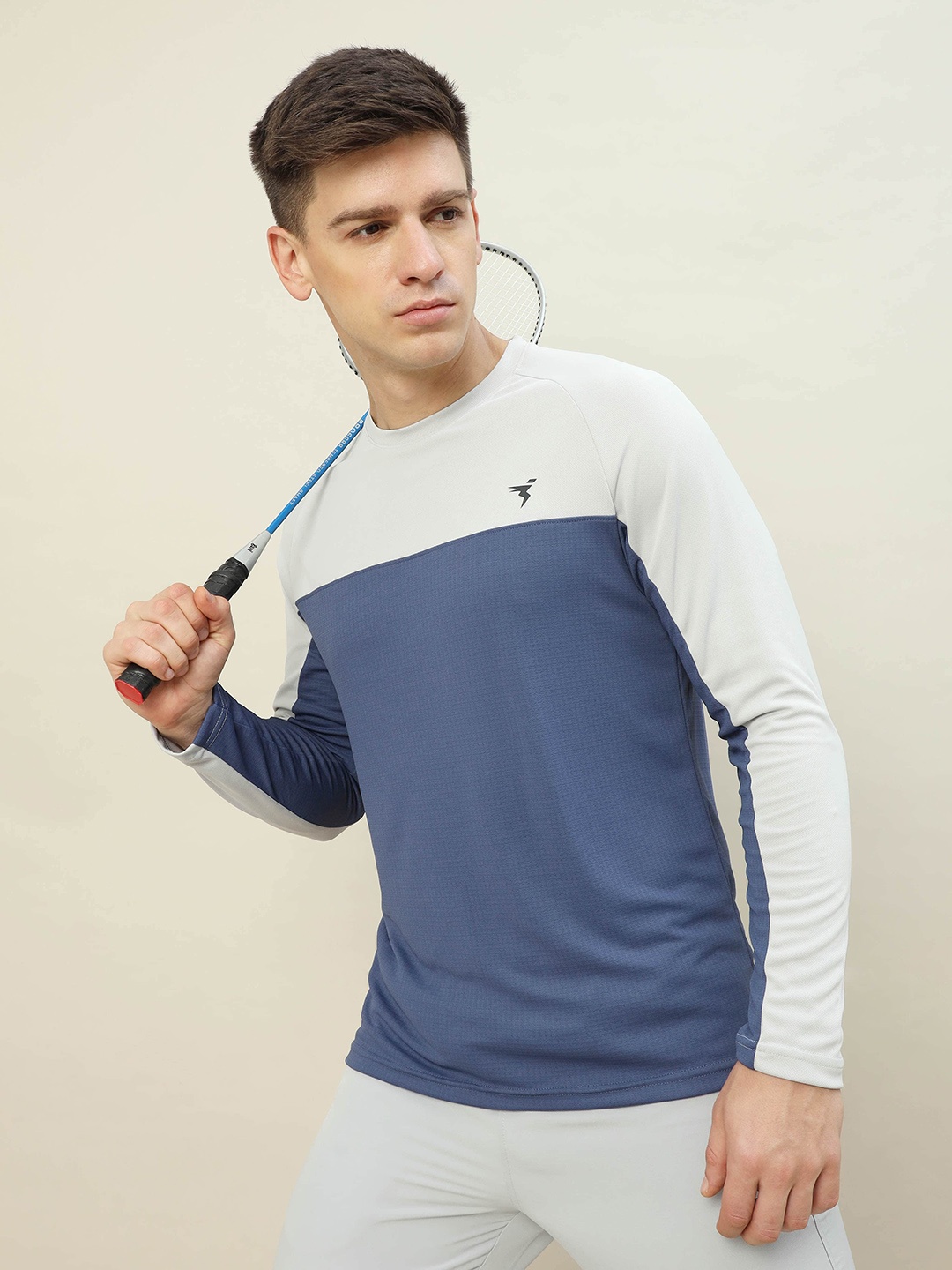 Technosport Colourblocked Rapid-Dry Slim Fit Sports T-shirt, Navy blue