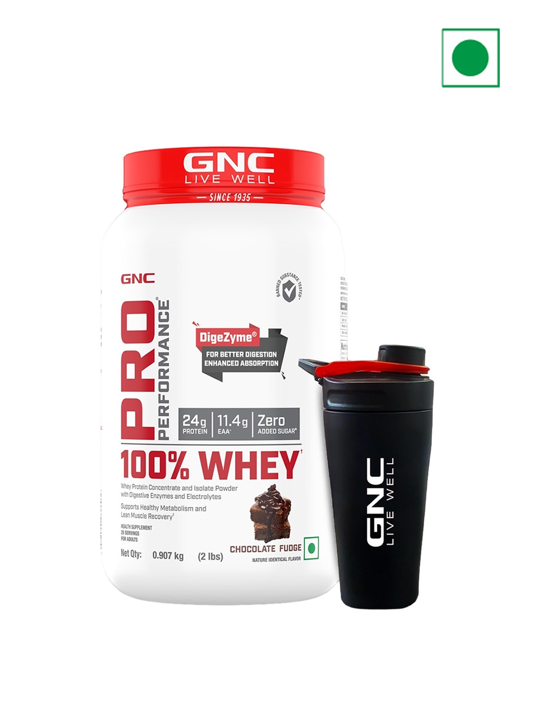 

GNC Pro Performance 100% Whey Protein Powder & Steel Shaker-2 lbs, White