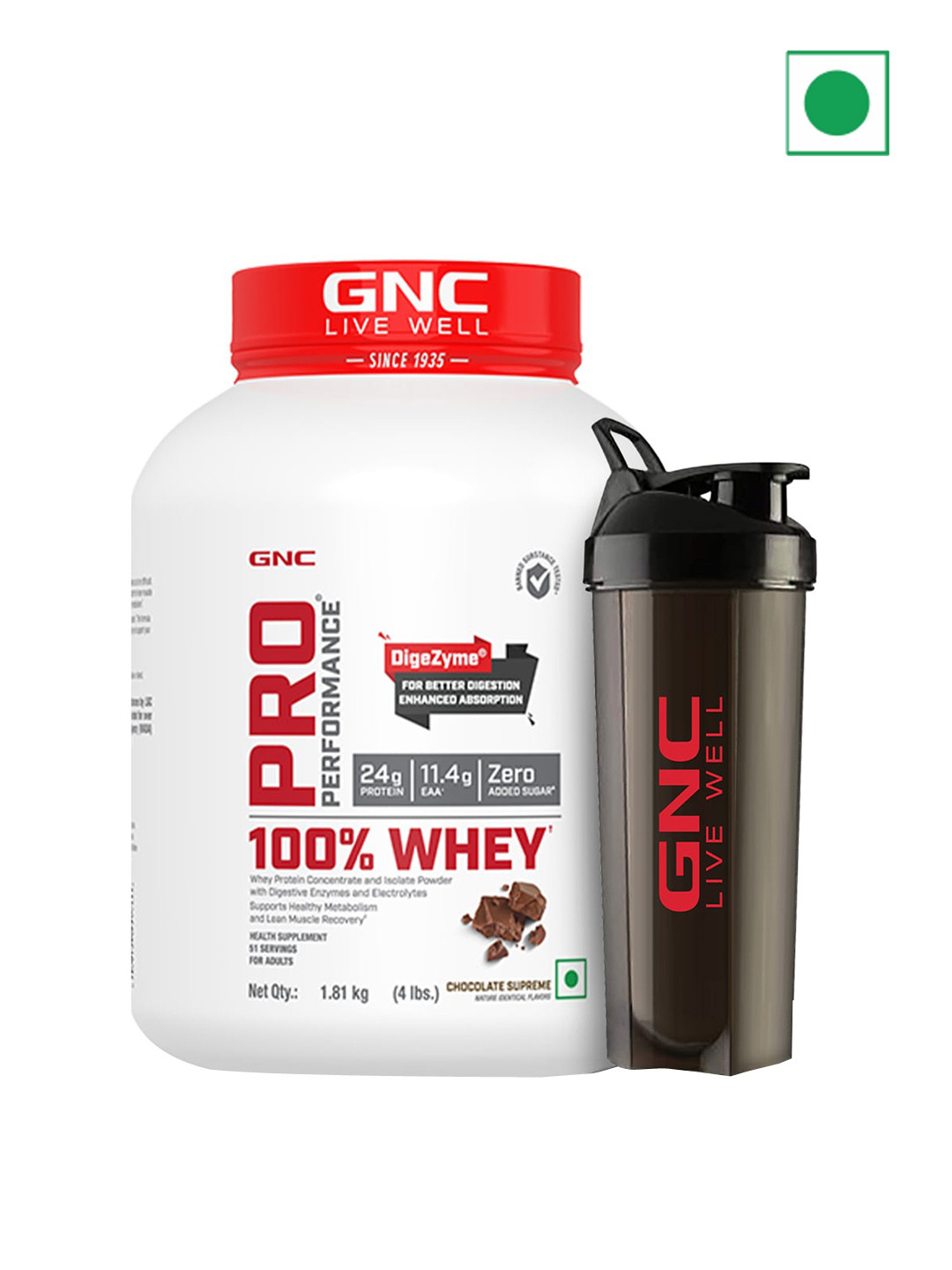 

GNC Pro Performance 100% Whey Protein Powder & Shaker Chocolate Supreme- 4 lbs, White