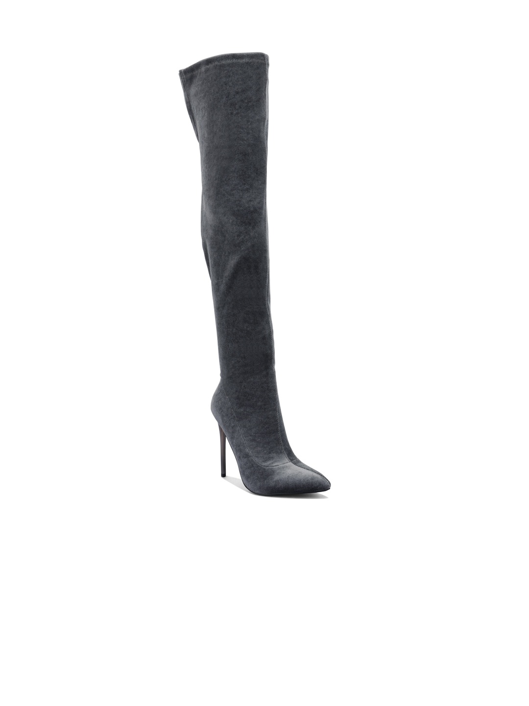 

London Rag Women Pointed Toe Stiletto Heeled Slouchy Boots, Grey