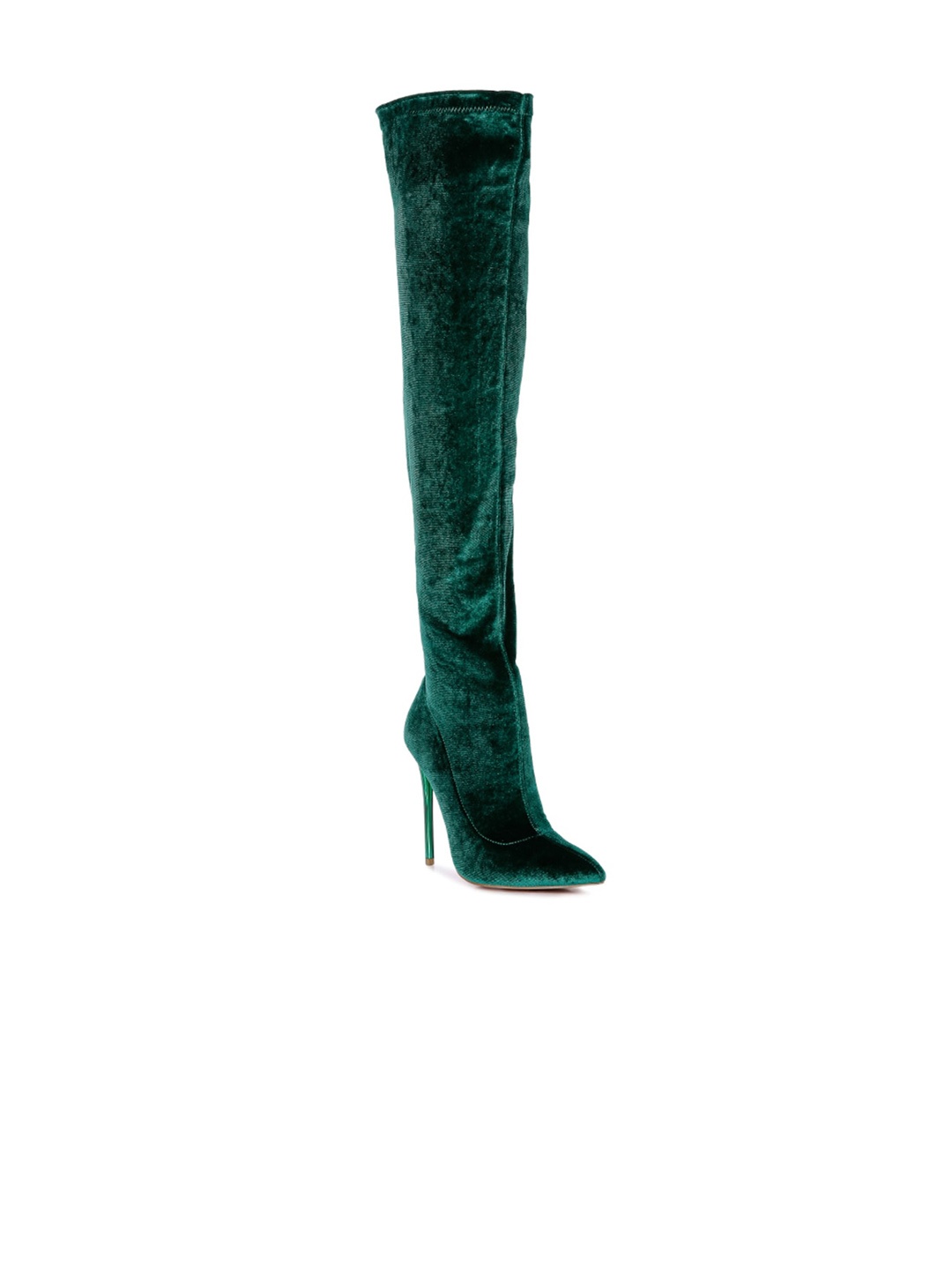 

London Rag Women Pointed Toe Stiletto Heeled Slouchy Boots, Green