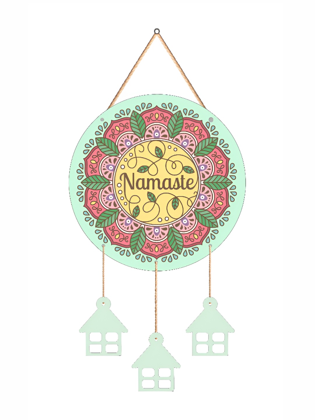

SAF Yellow & Green Namste Wooden Wall Hanging