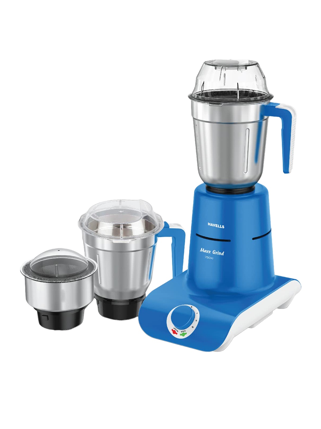 

Havells Maxx Grind Blue & Silver-Toned 4 Pcs 750 Watts Stainless Steel Mixer Grinder