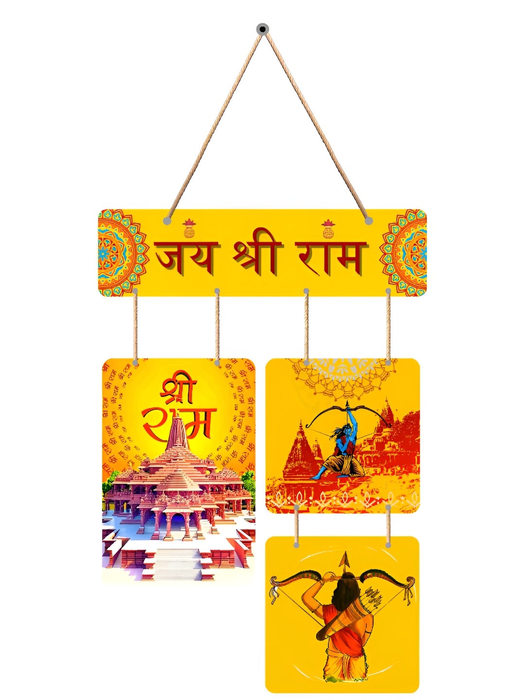 

SAF Yellow Jai Shree Ram Wood Wall Hanging