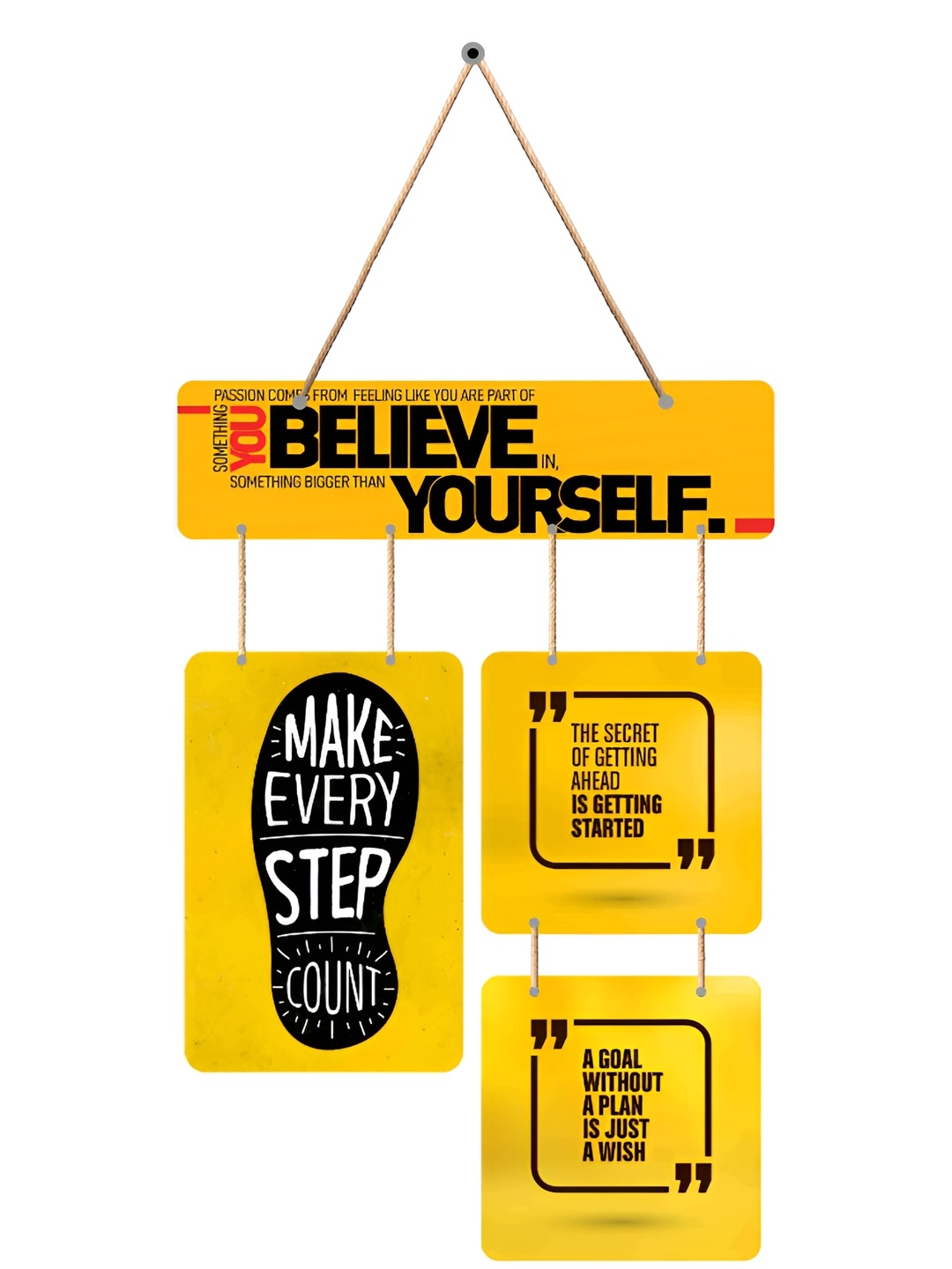 

SAF Yellow Motivational Quotes Wood Wall Hanging