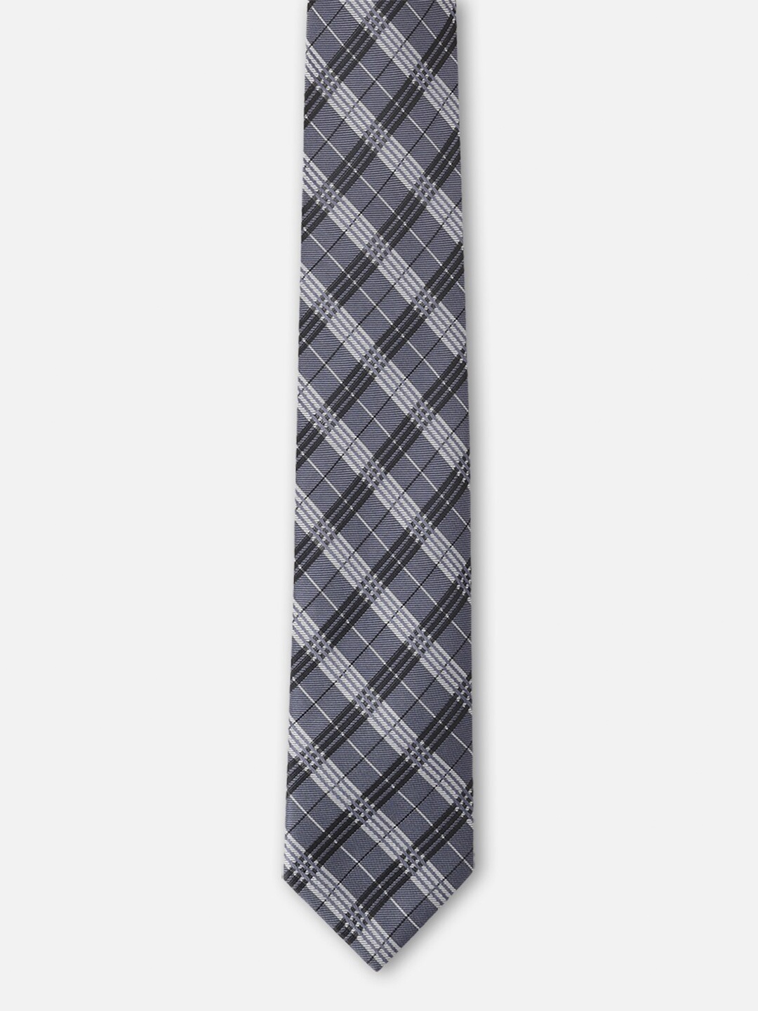 

Louis Philippe Men Checked Broad Tie, Grey