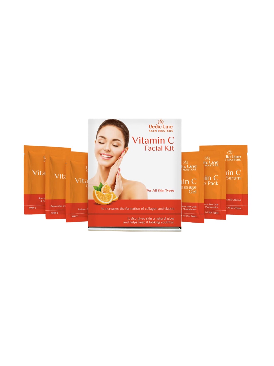 

Vedicline Vitamin C Facial Kit for Pigmentation & Tan Removal - 6 Sachets, Orange