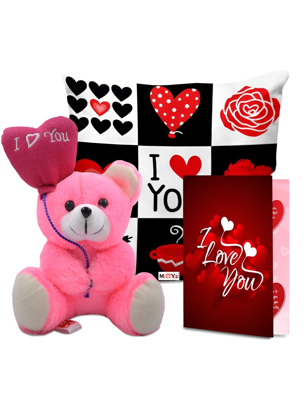 

ME & YOU Red & White 3 Pieces Printed Mug & Cushion Gift Sets
