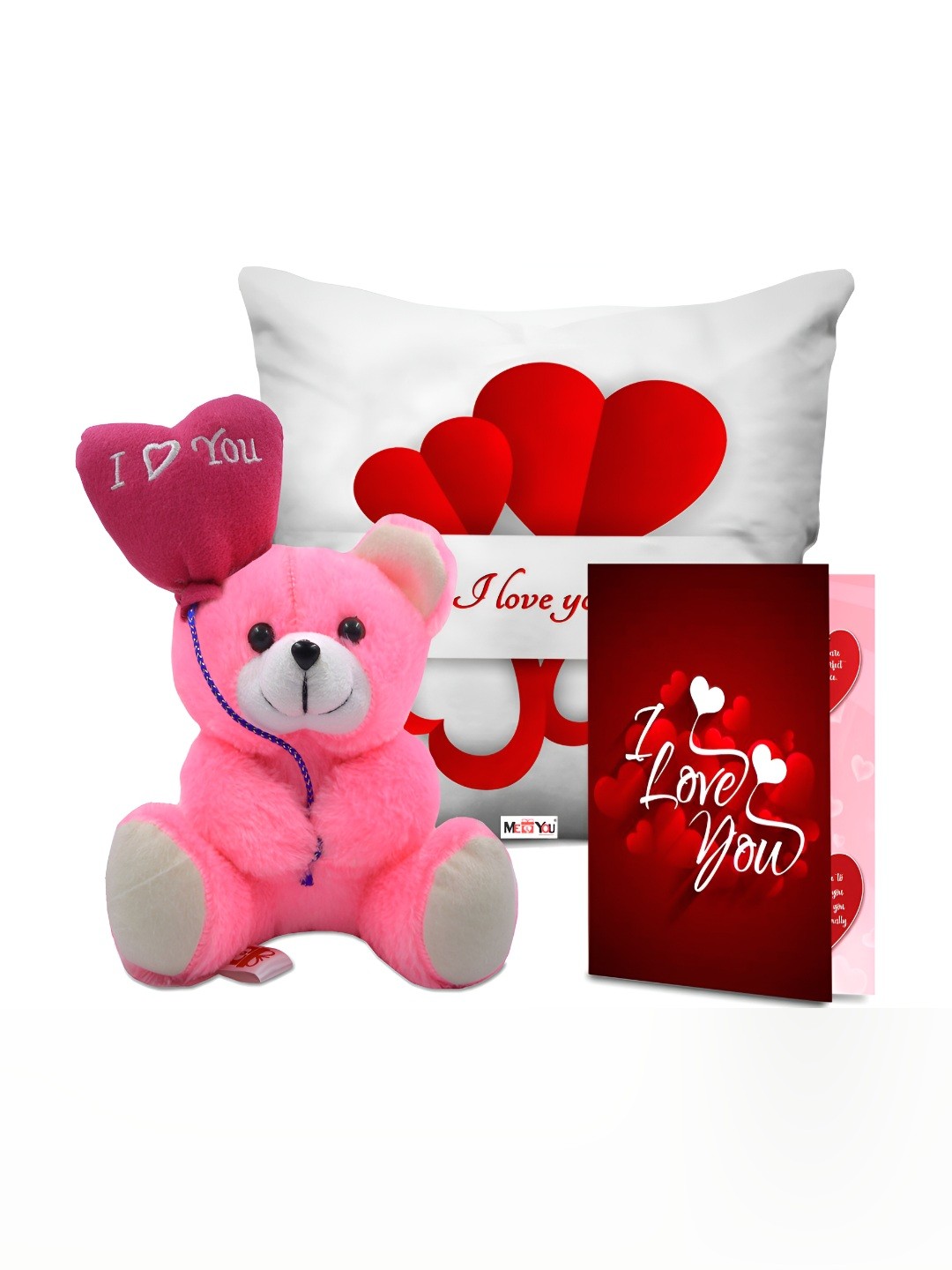 

ME & YOU Red & White, Pink 3 Pieces Printed Mug & Cushion Gift Sets
