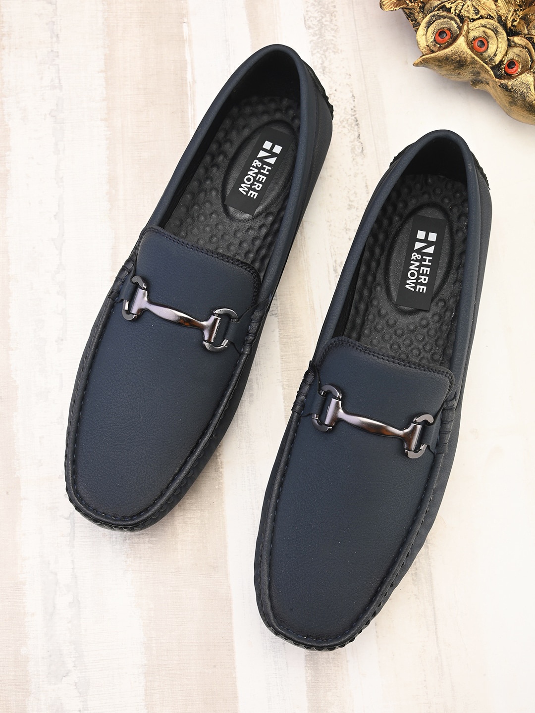 

HERE&NOW Men Slip-On Horsebit Loafers, Blue