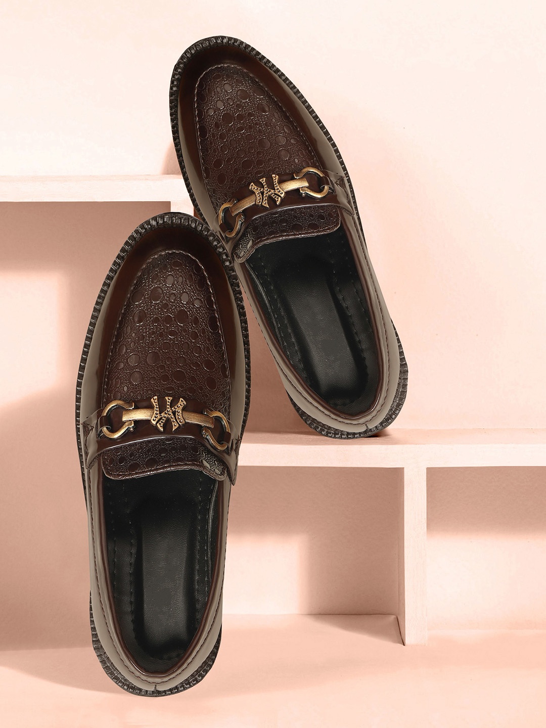 

BAESD Boys Textured Horsebit Loafers, Brown