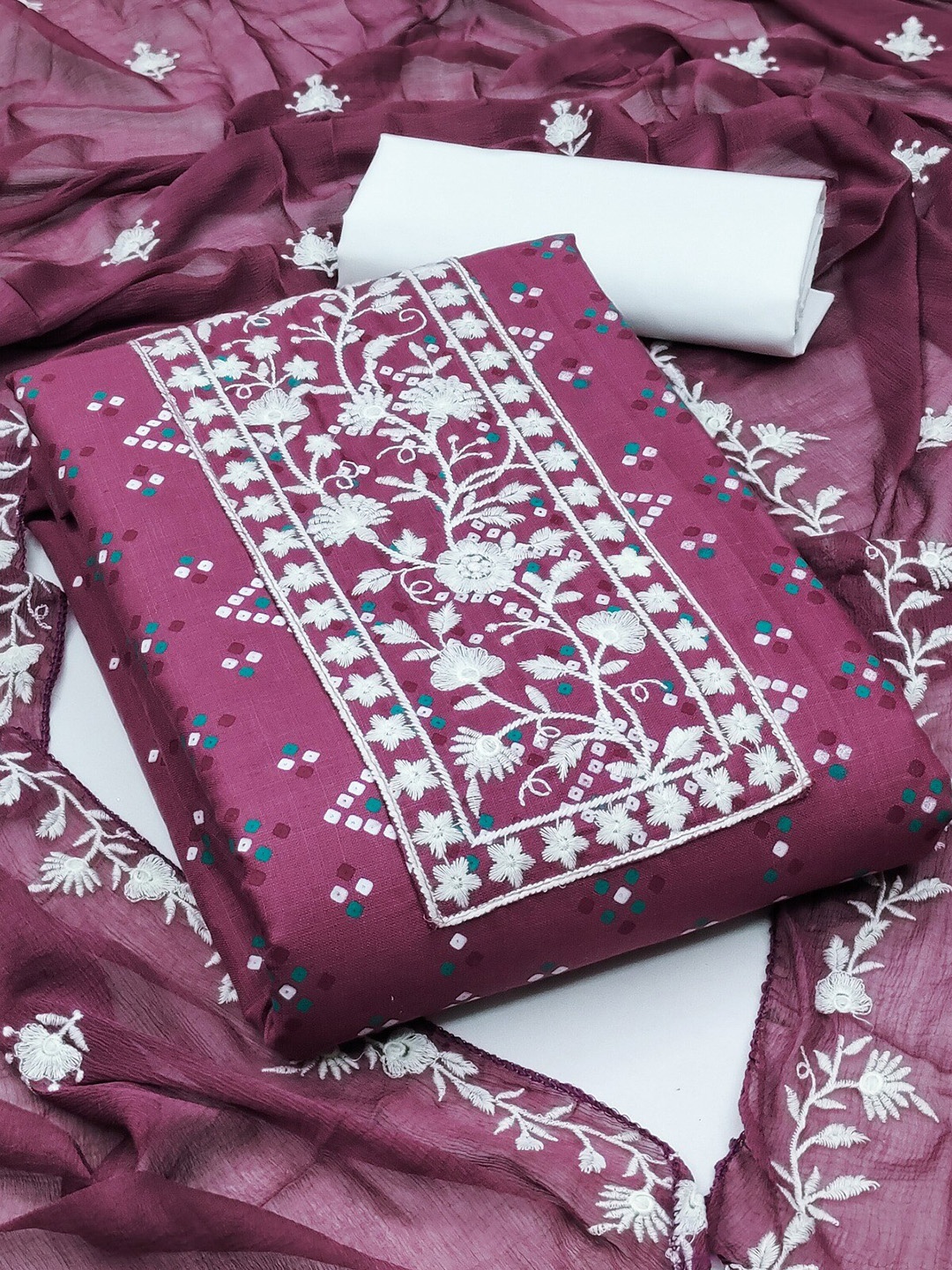 

Panzora Embroidered Unstitched Dress Material, Purple