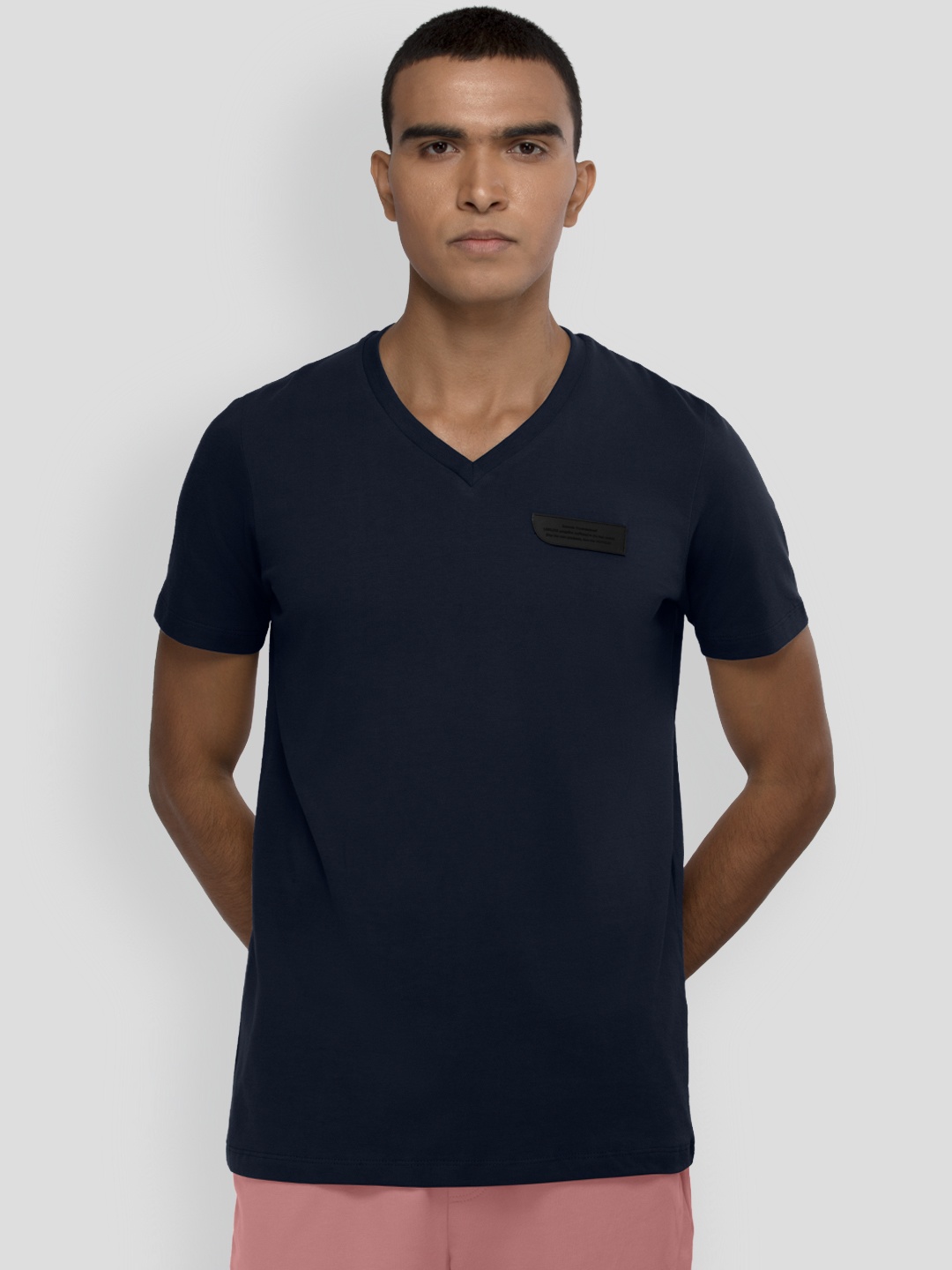 

PANGOLIN V-Neck Short Sleeves Lightweight Cotton T-shirt, Navy blue