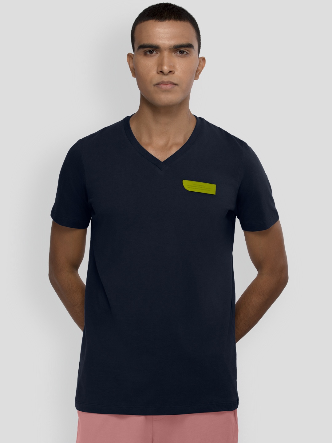

PANGOLIN V-Neck Cotton Casual T-shirt, Blue