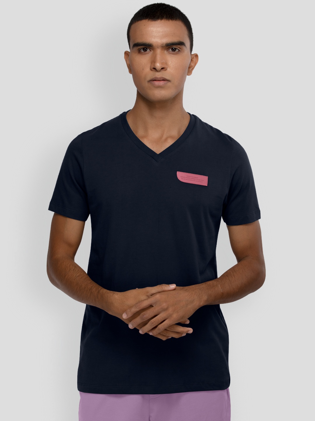 

PANGOLIN V-Neck Short Sleeves Lightweight Cotton T-shirt, Navy blue