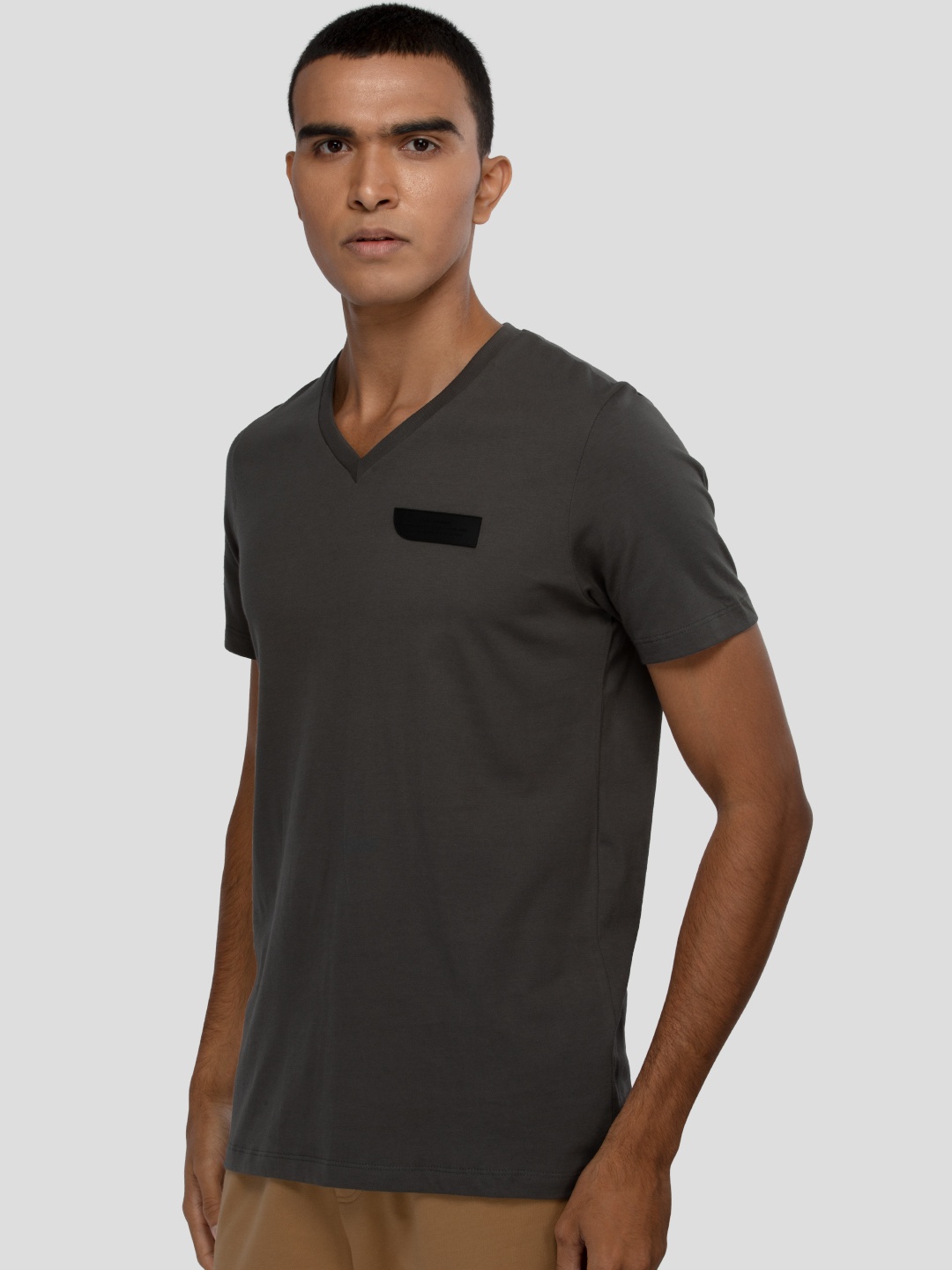 

PANGOLIN V-Neck Short Sleeves Lightweight Cotton T-shirt, Grey