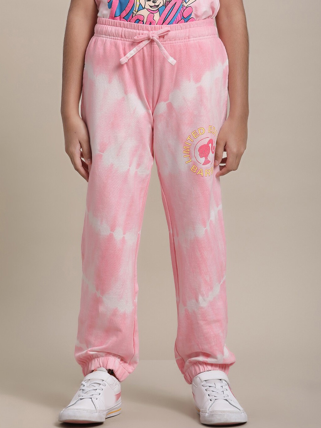 

Kids Ville Girls Barbie Printed Mid Rise Joggers, Pink