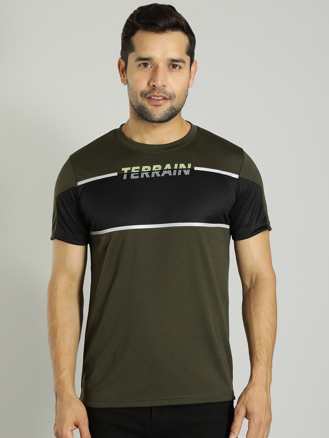 

Indian Terrain Striped Round Neck T-shirt, Green