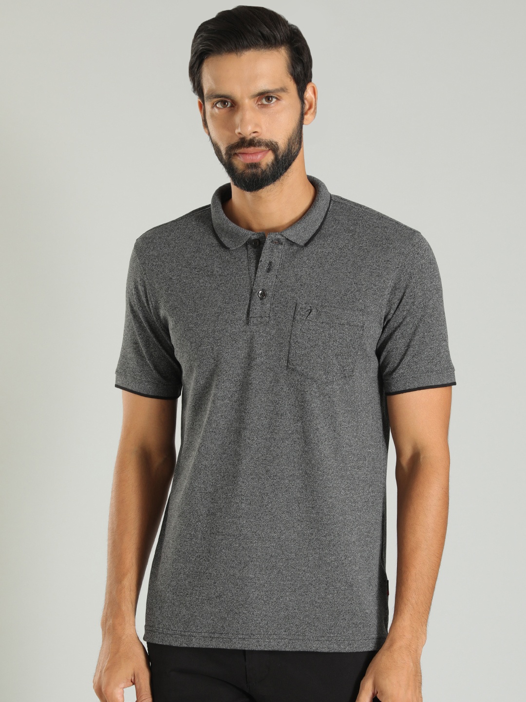 

Indian Terrain Polo Collar Short Sleeves T-shirt, Grey