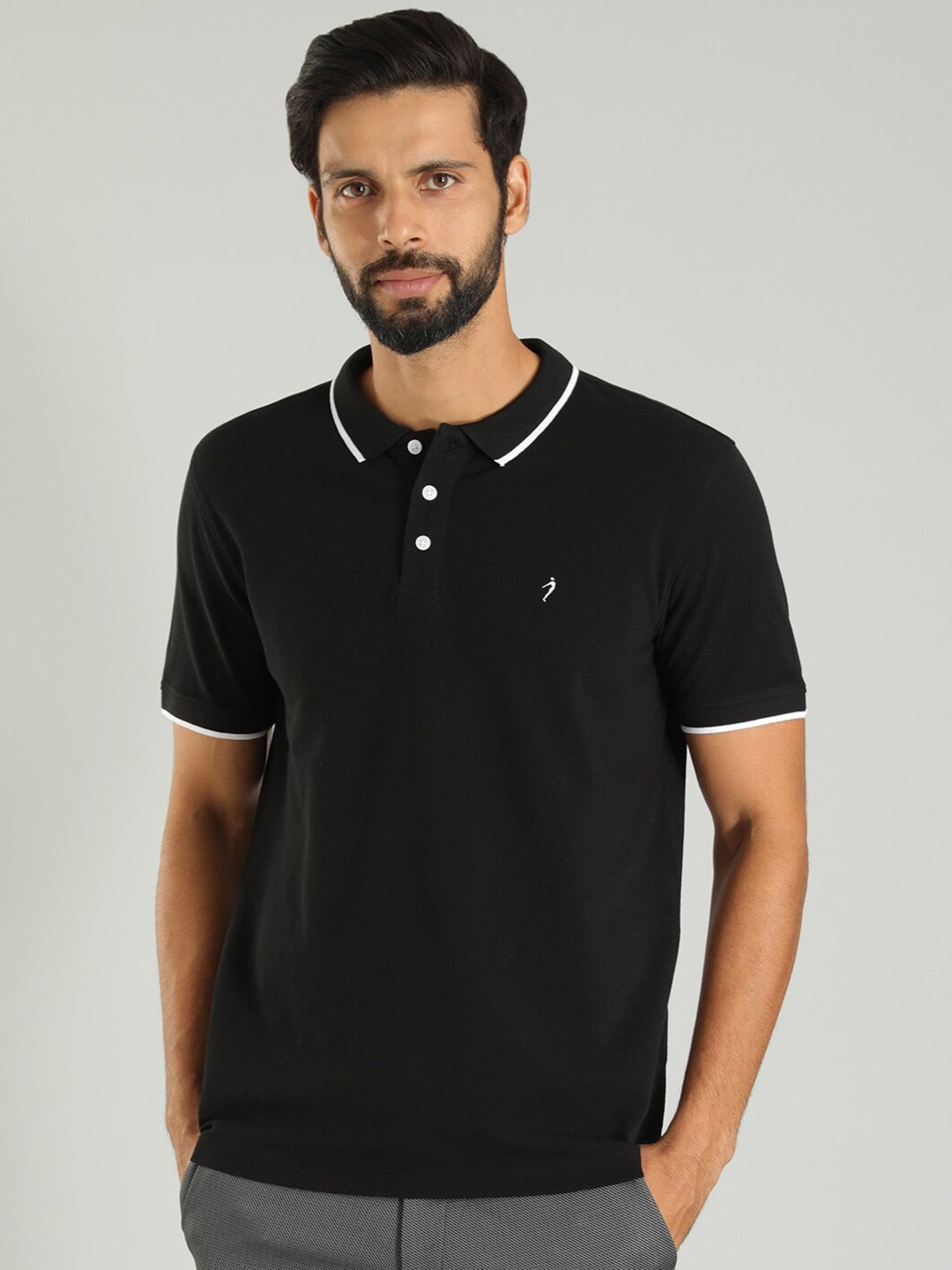 

Indian Terrain Polo Collar Cotton T-shirt, Black