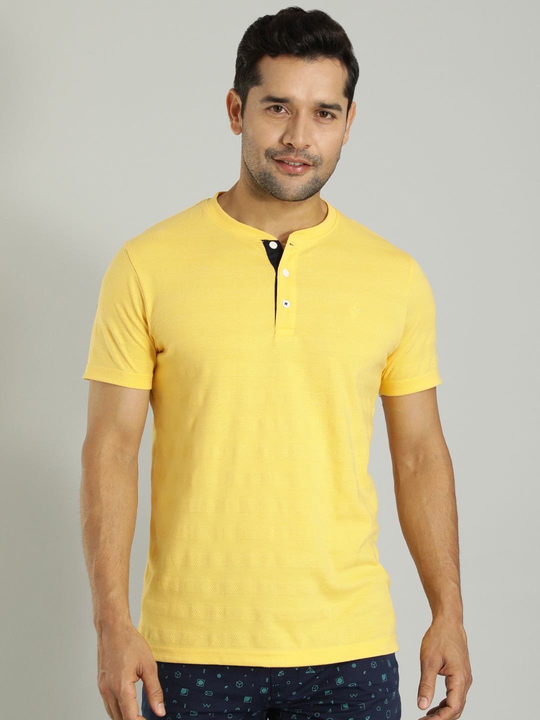 

Indian Terrain Henley Neck T-shirt, Yellow