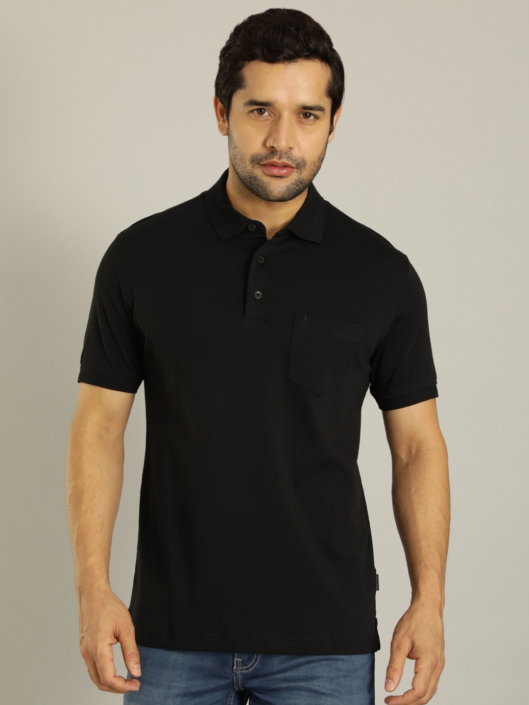 

Indian Terrain Polo Collar Cotton T-shirt, Black