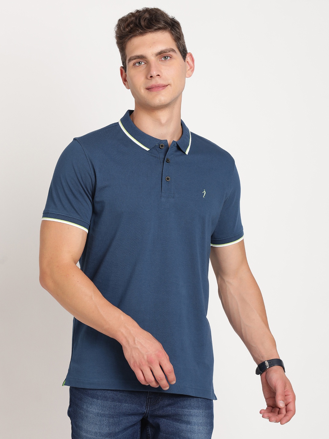 

Indian Terrain Polo Collar Pure Cotton T-Shirt, Blue