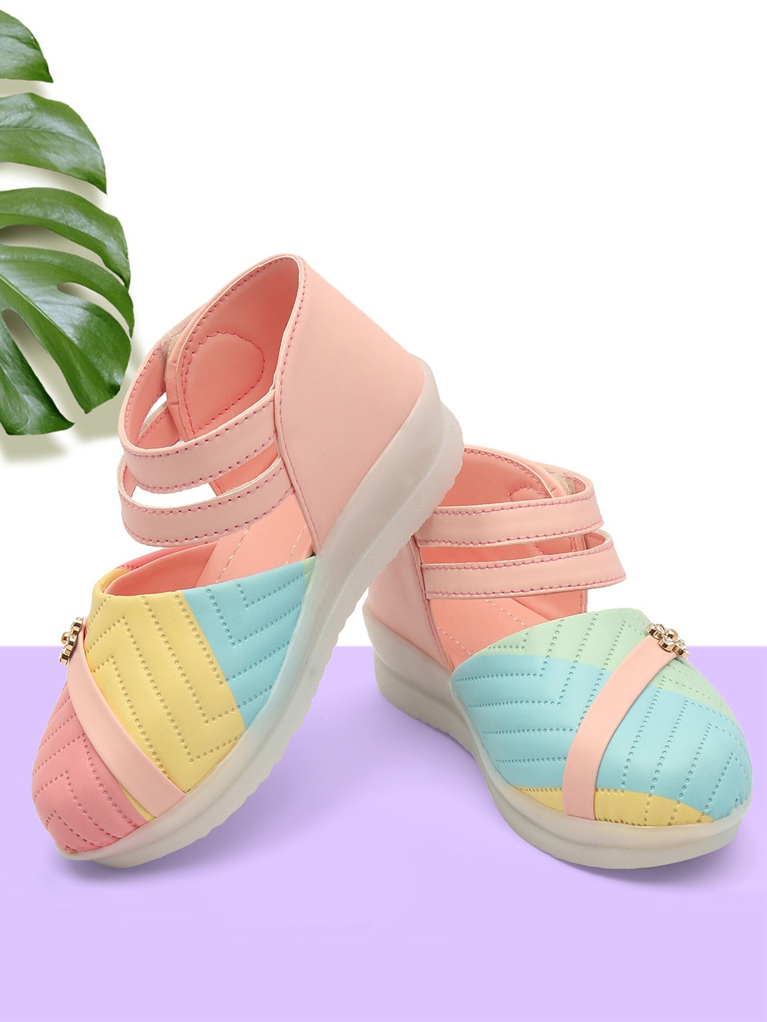 BAESD Grils Colorblocked Ballerinas Flats, Pink