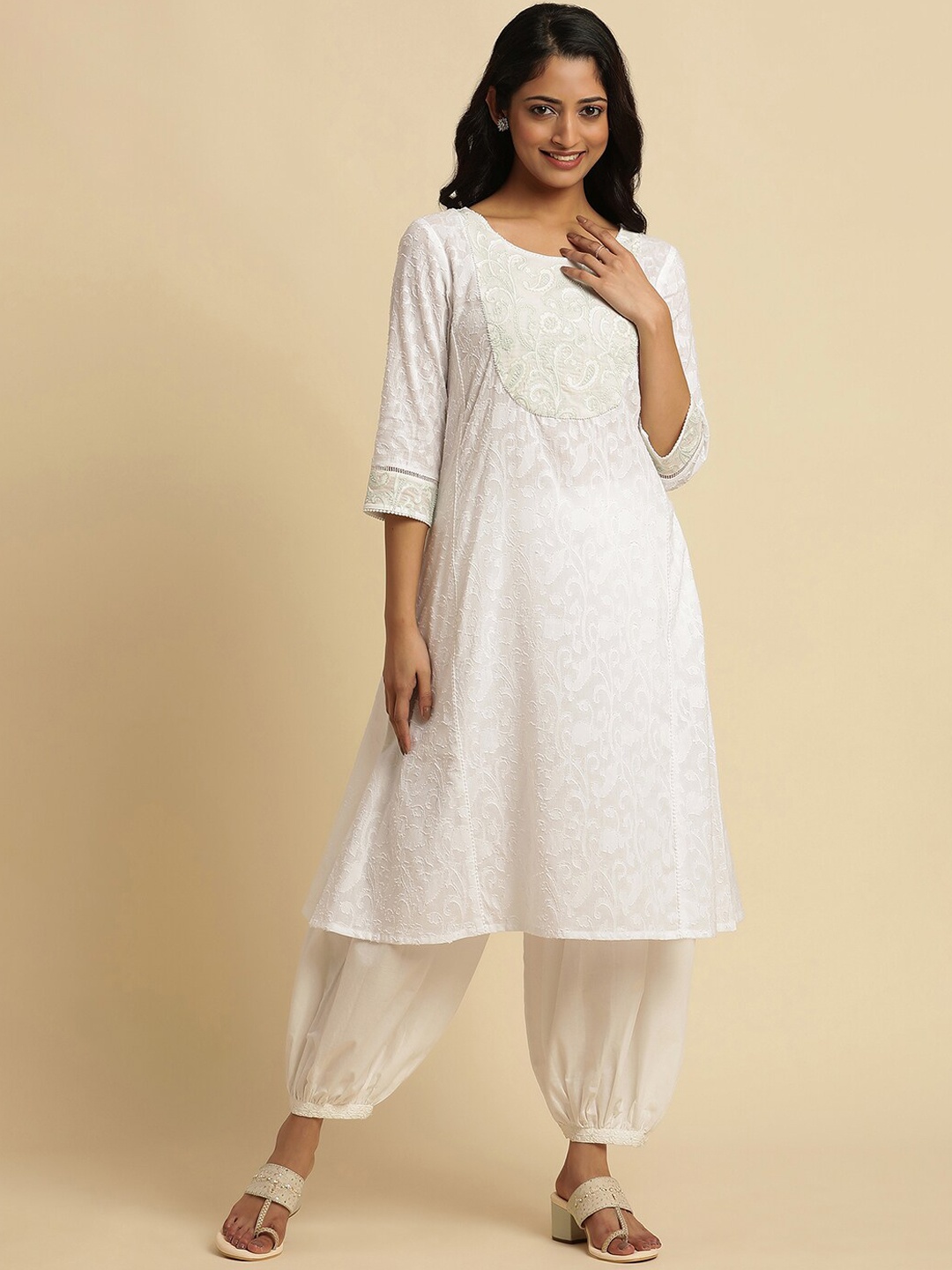 

W Straight Cotton Kurta, White