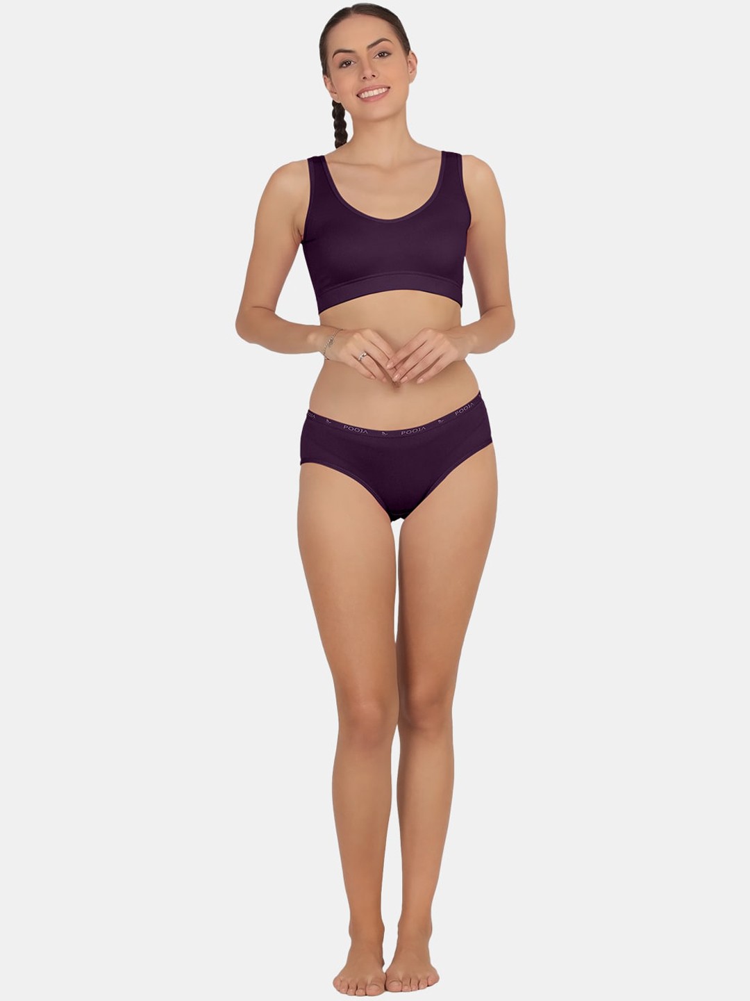 

POOJA RAGENEE Non-Padded Sports Lingerie Set, Violet