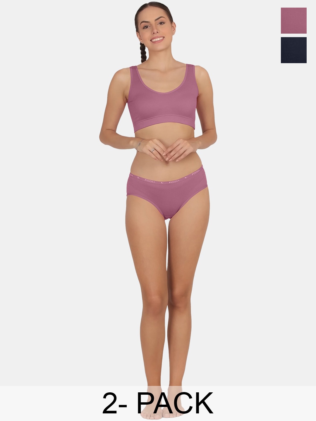 

POOJA RAGENEE Pack of 2 Mid-Rise Sports Lingerie Set, Pink