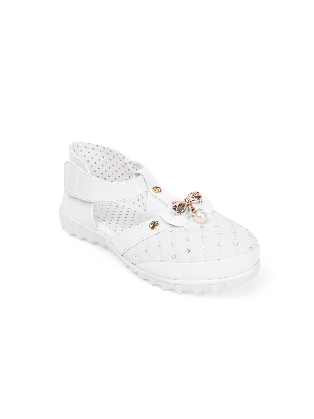 

BAESD Girls Embellished Velcro Ballerinas Flats, White