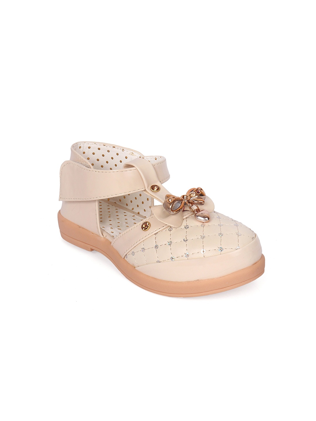 

BAESD Girls Embellished Velcro Ballerinas Flats, Beige