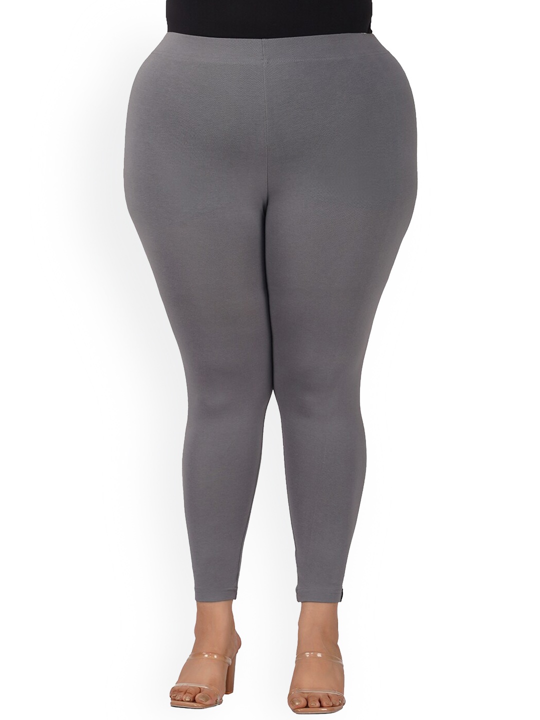 

indian flower Plus Size Ankle Length Leggings, Grey