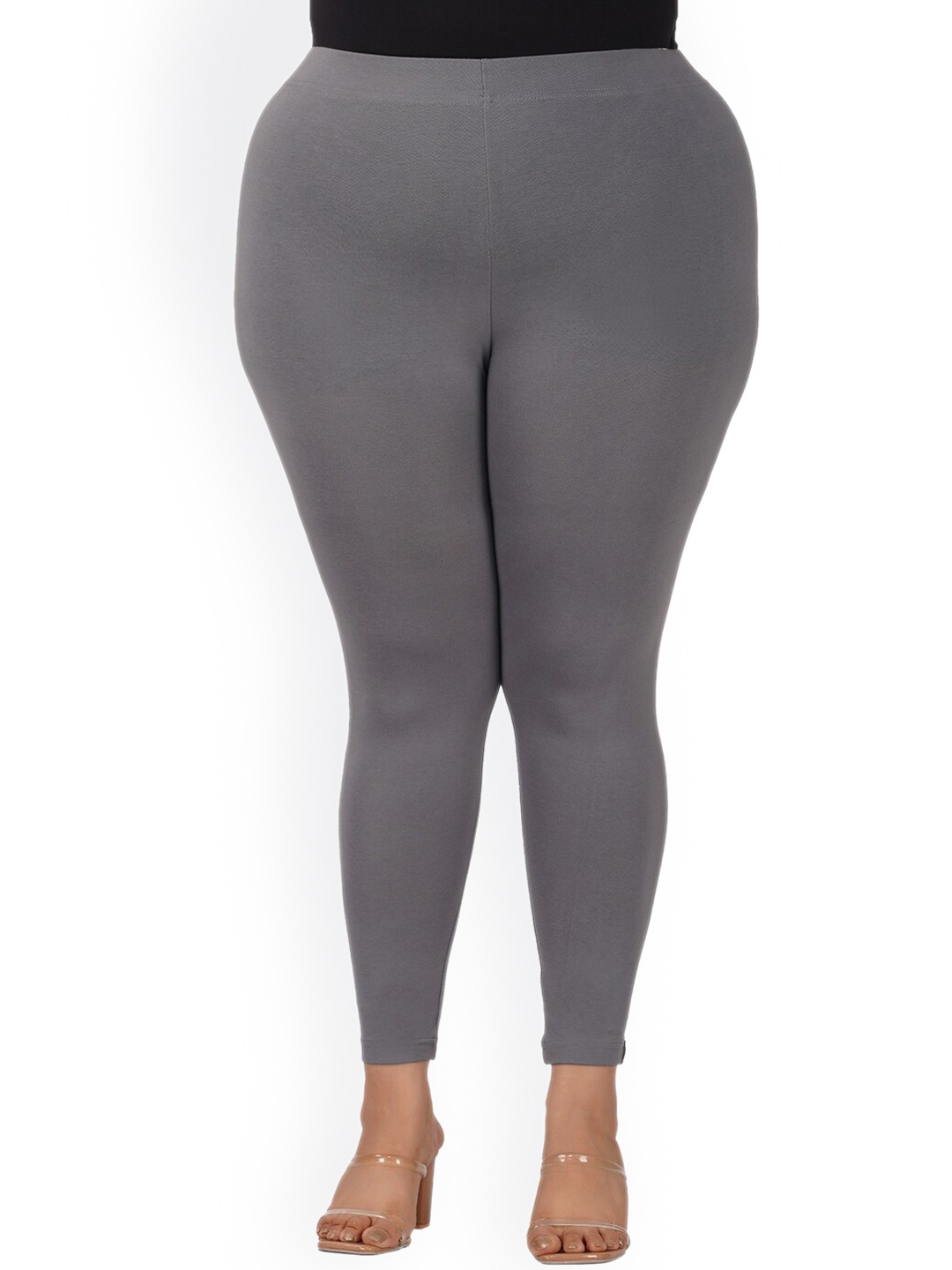 indian flower Plus Size Ankle Length Leggings, Grey