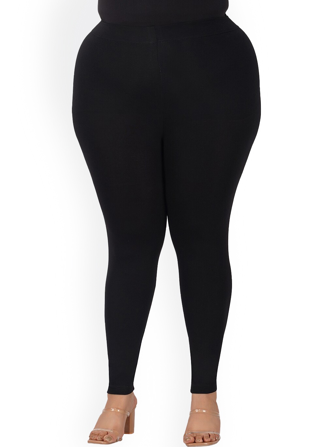 indian flower Plus Size Ankle Length Leggings, Black