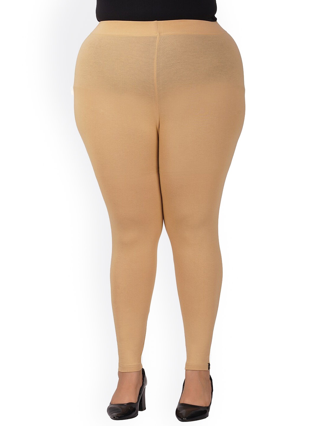 

indian flower Plus Size Ankle Length Leggings, Beige