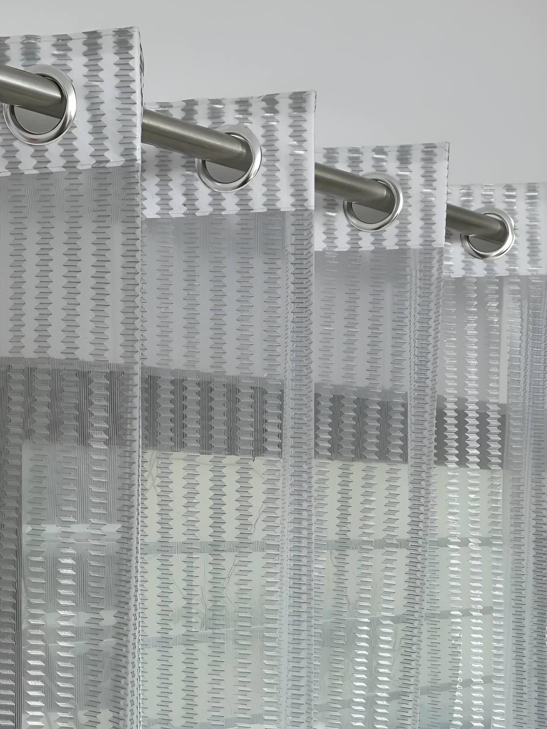 

stuffique Grey 2 Pieces Self Design Sheer Long Door Curtains