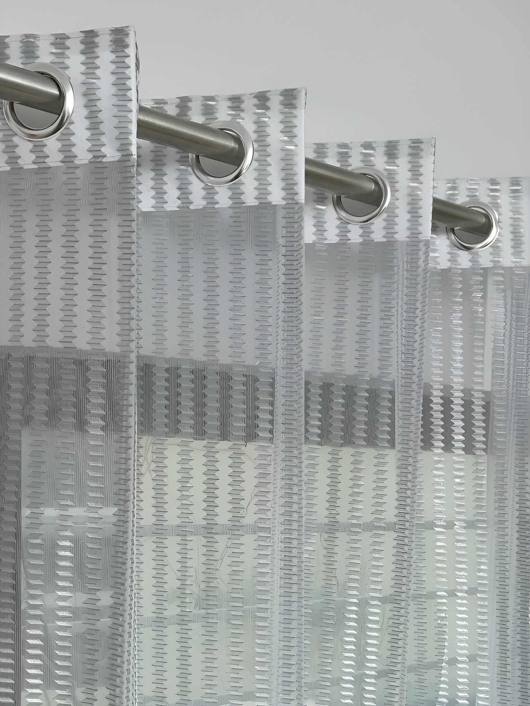 

stuffique Grey 2 Pieces Self Design Sheer Window Curtains