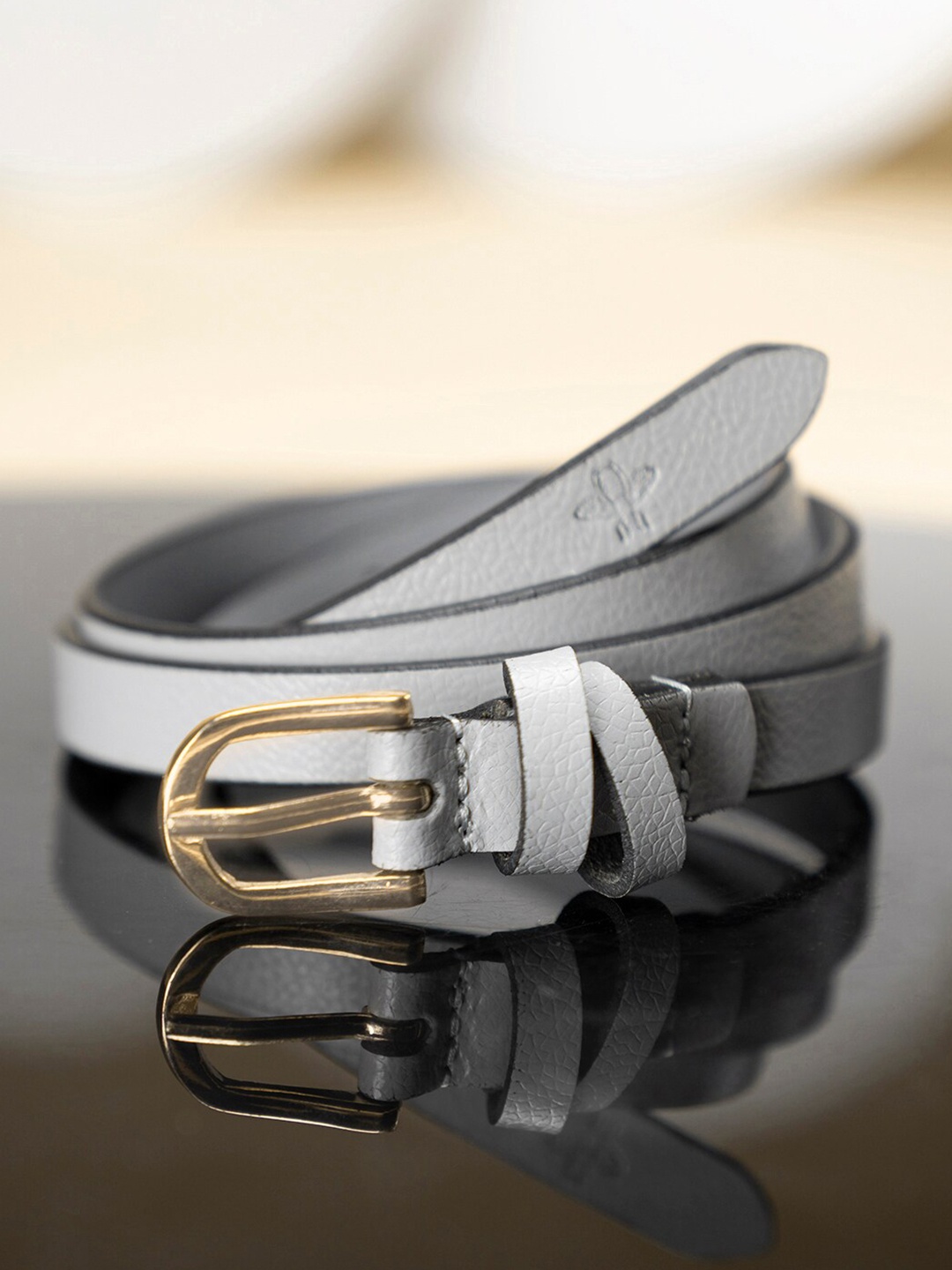 

Mode by Red Tape Women Slim Leather Belt, Grey