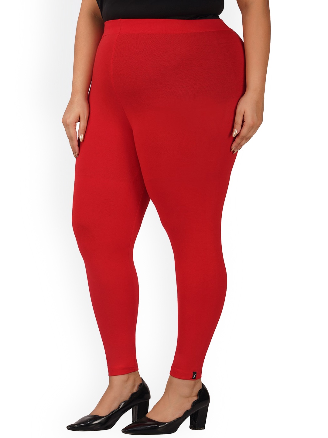

indian flower Plus Size Ankle Length Leggings, Red