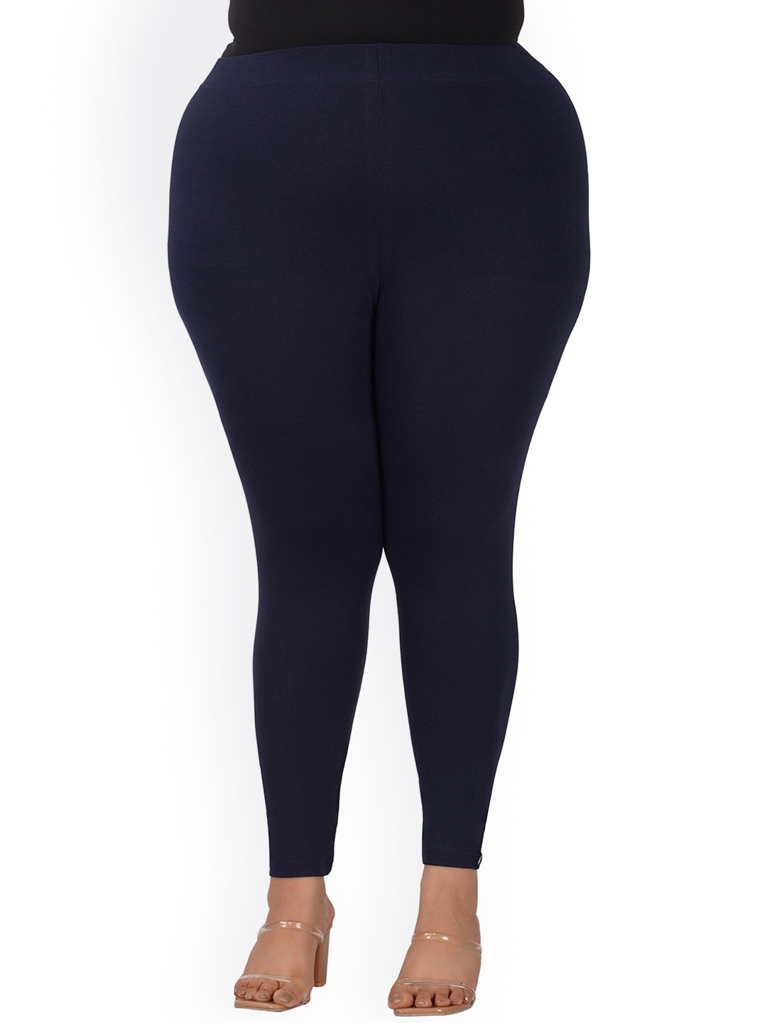

indian flower Plus Size Ankle Length Leggings, Navy blue