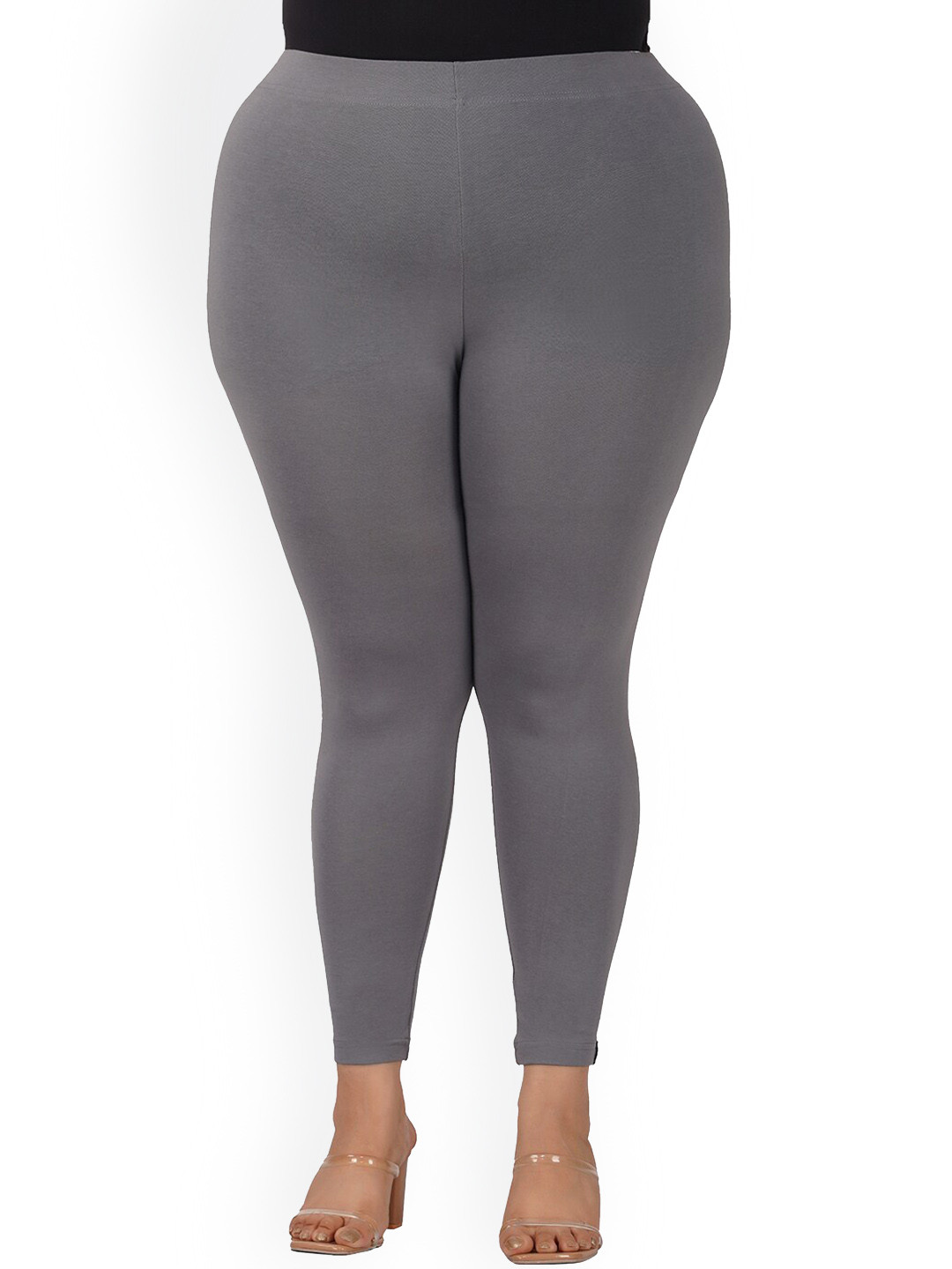 

indian flower Plus Size Ankle Length Leggings, Grey