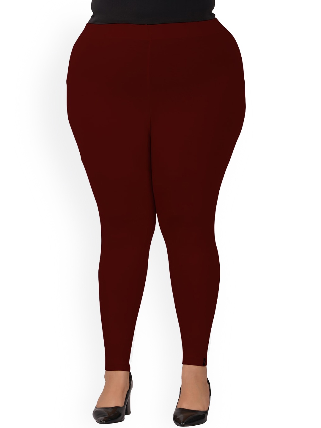 indian flower Plus Size Ankle Length Leggings, Maroon