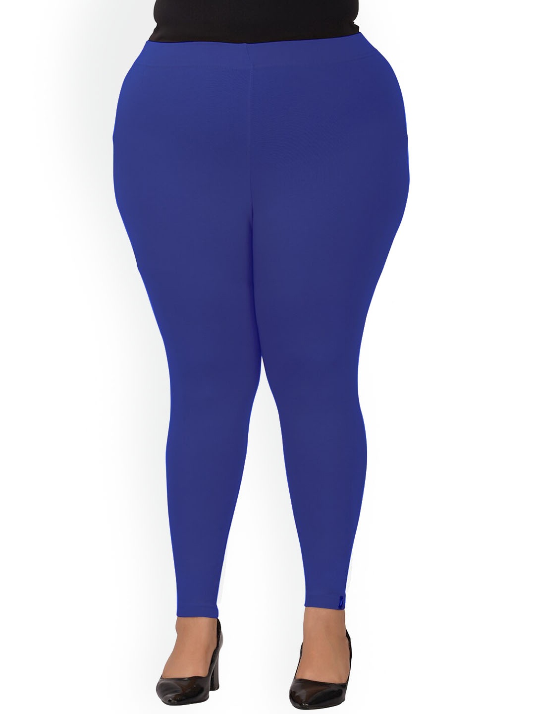 indian flower Plus Size Ankle Length Leggings, Blue