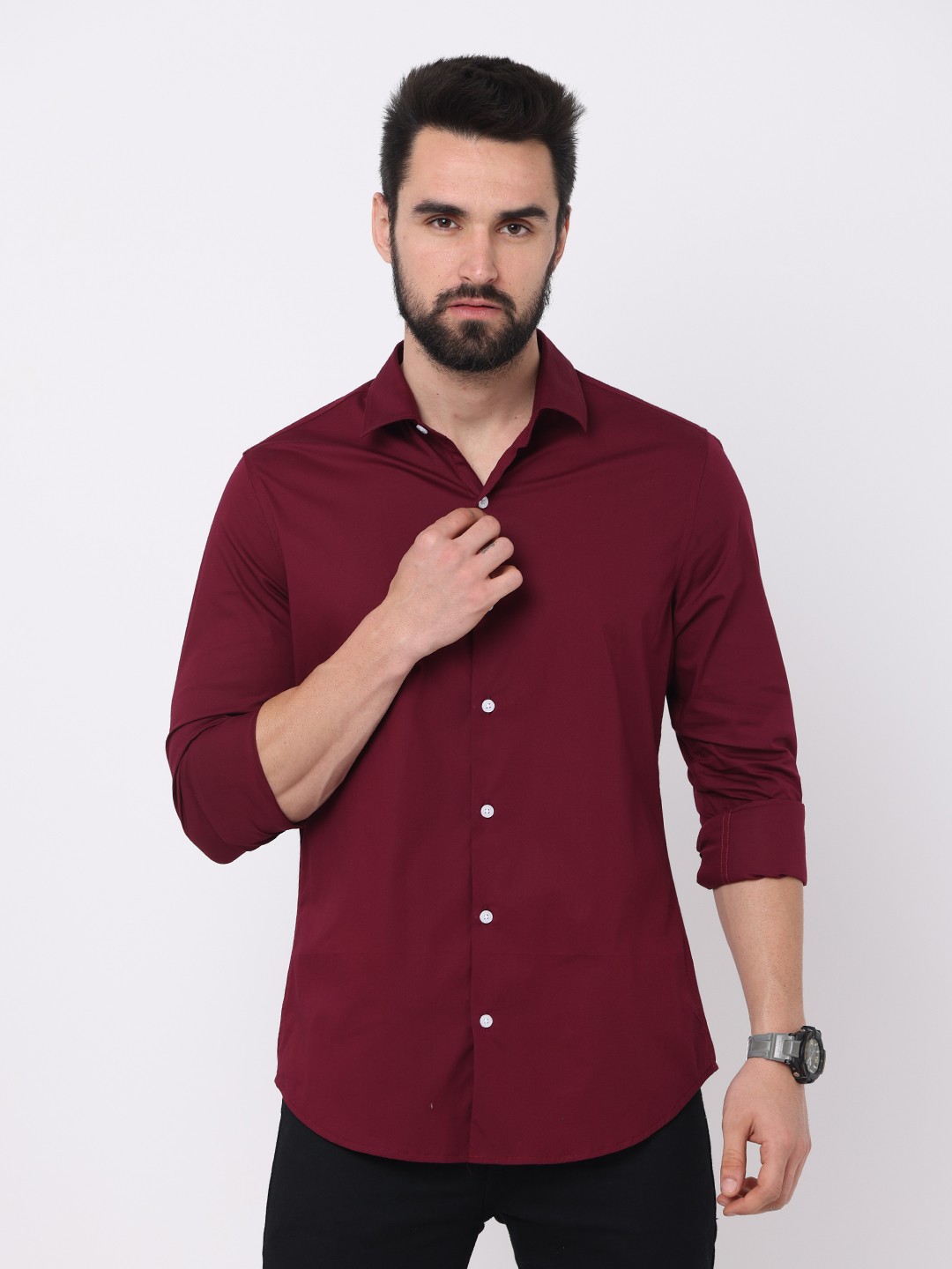 

FLY 69 Premium Slim Fit Pure Cotton Casual Shirt, Maroon