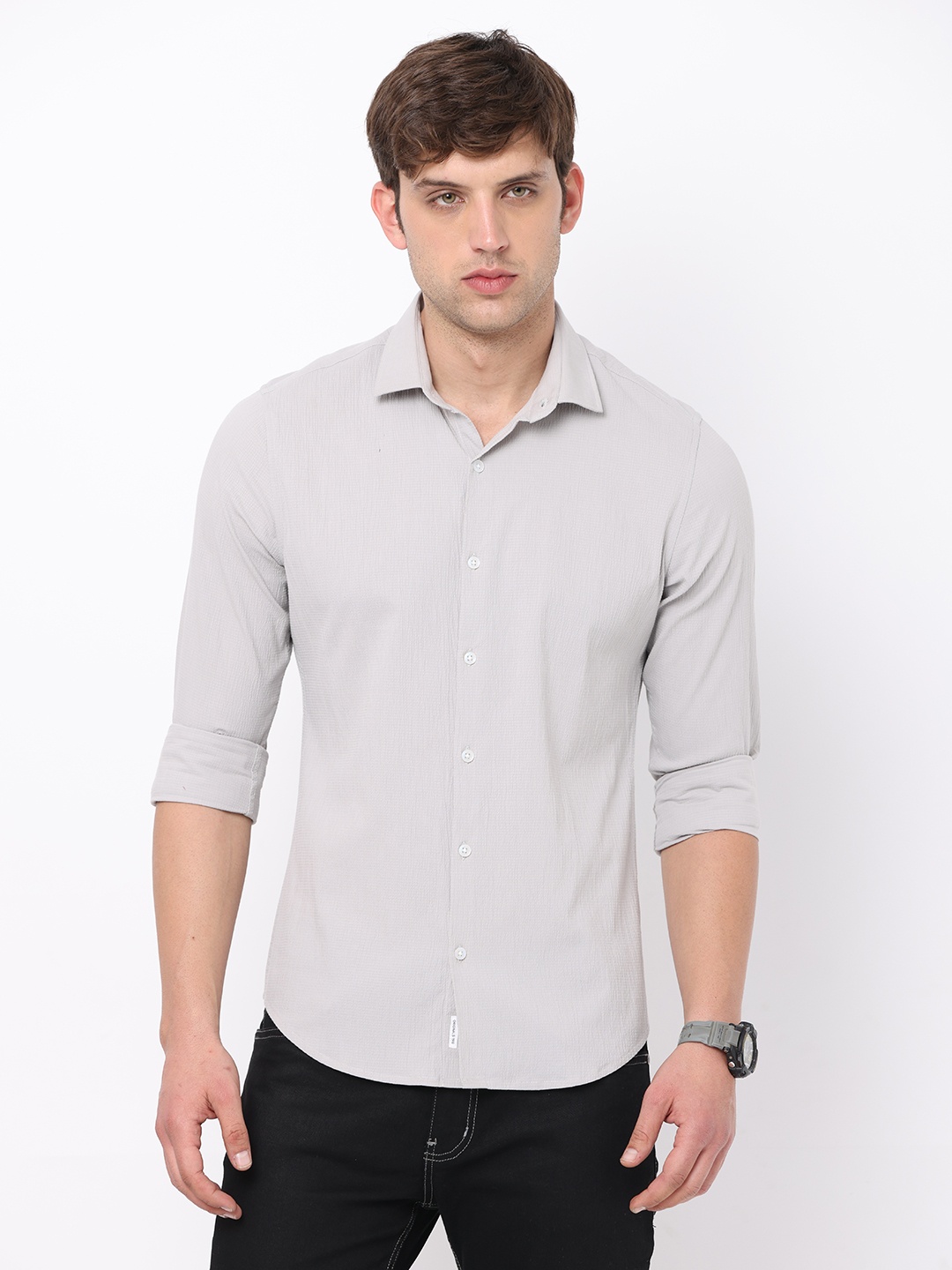 

FLY 69 Premium Slim Fit Pure Cotton Casual Shirt, Grey