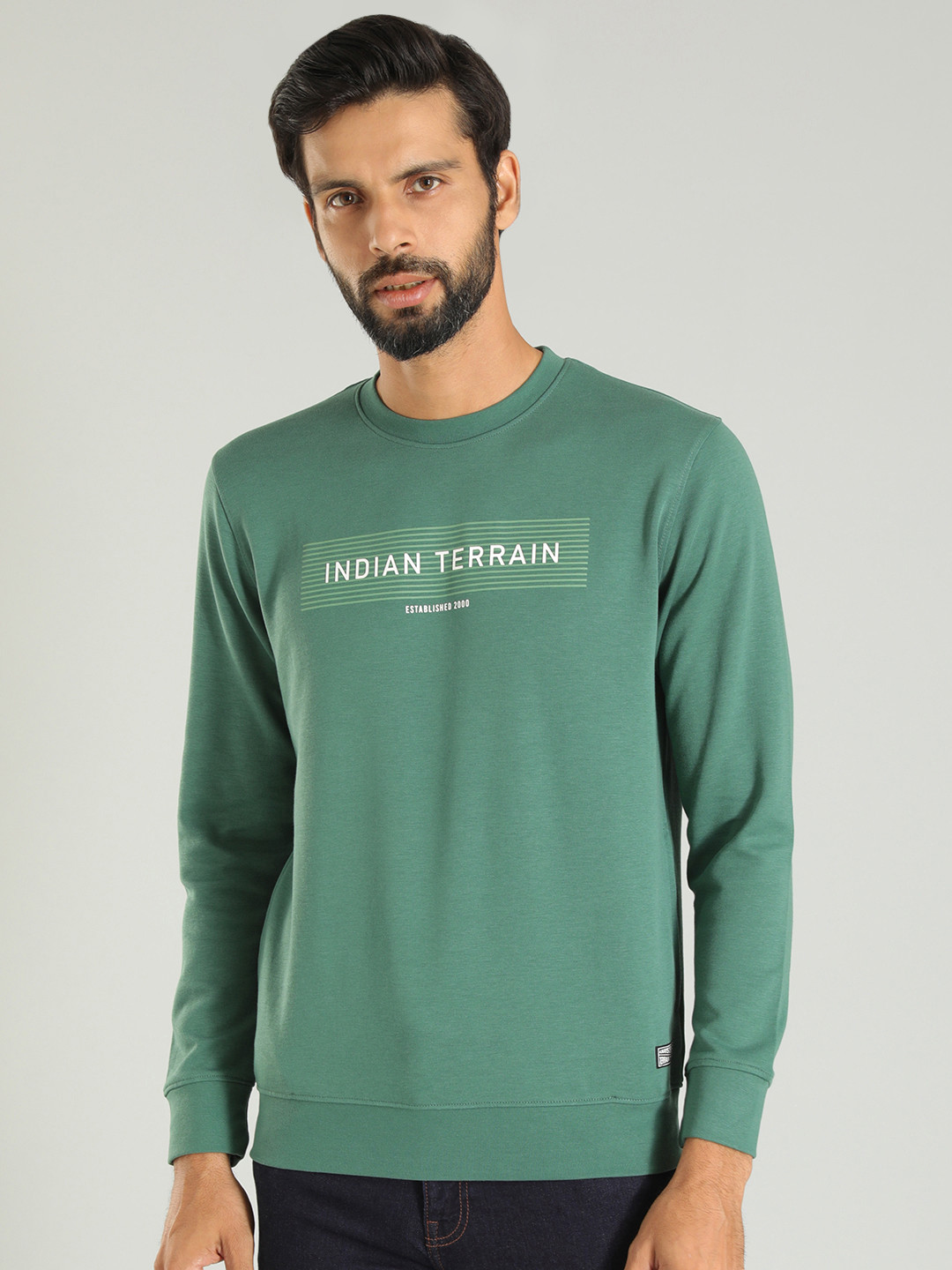 

Indian Terrain Typgraphy Printed Pullover, Green