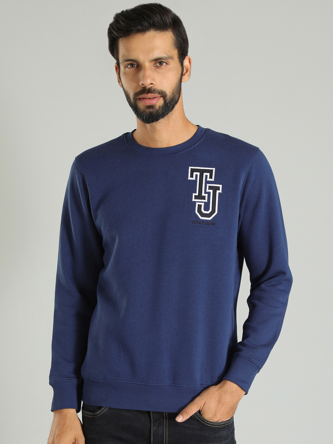 

Indian Terrain Round Neck Pullover, Navy blue